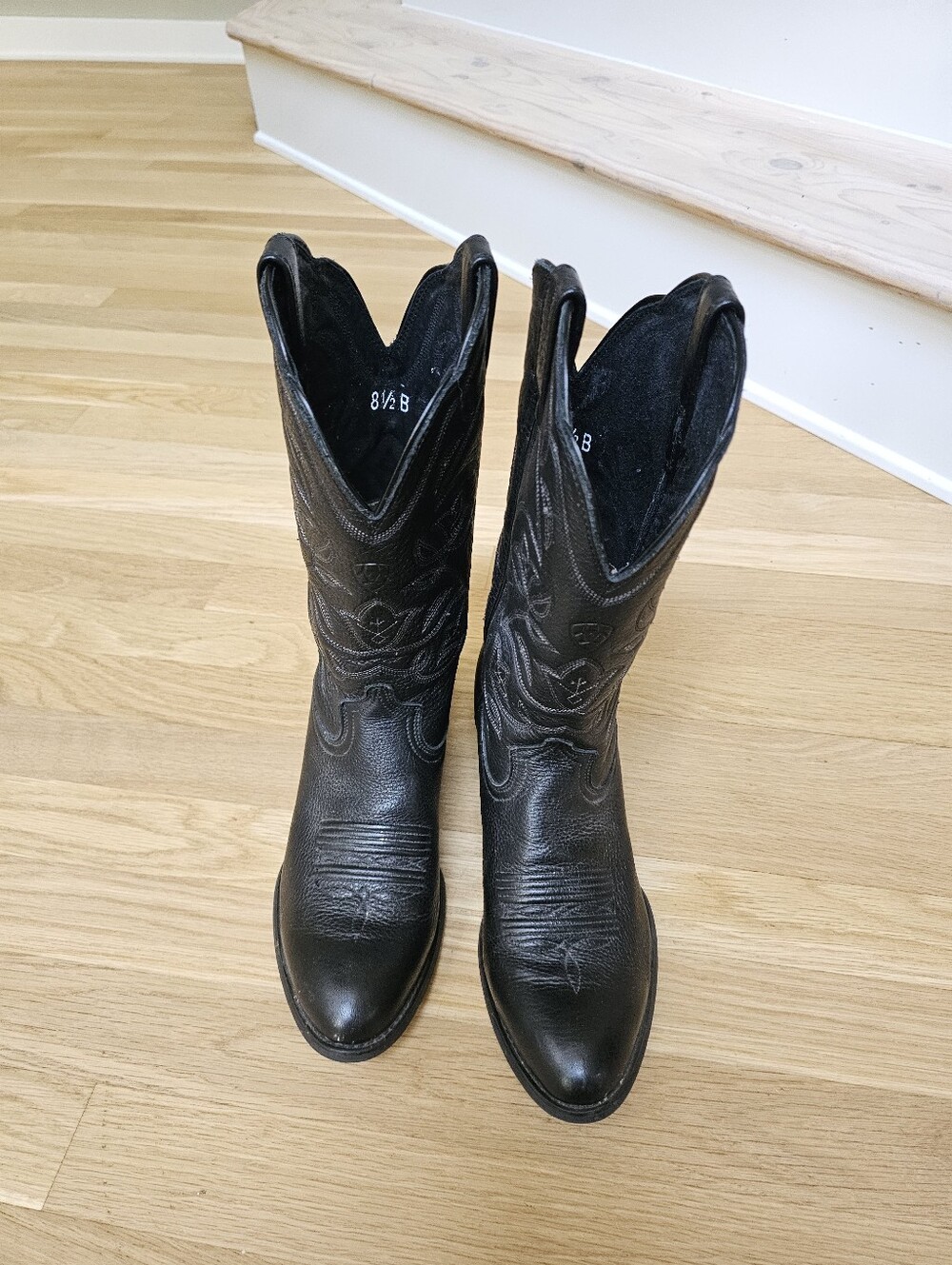 Ariat Ladies Western Heritage Black R Toe Wild West Cowboy Boots Deertan Leather - Picture 5 of 10